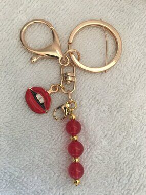Red Lips Beaded Keychain – Cute Bag Charm